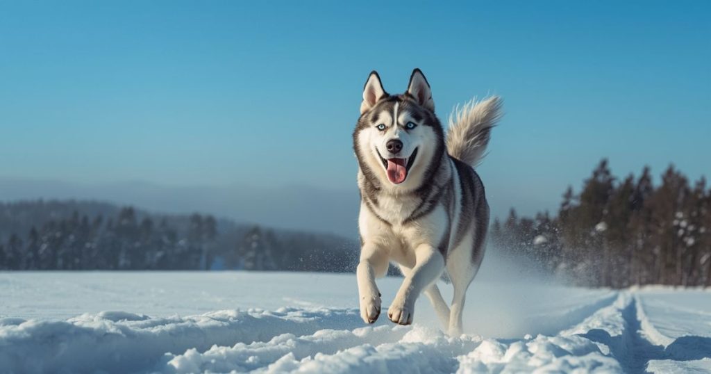 Pet Insurance for Husky: A Comprehensive Guide to Husky Health Coverage 2025 "A Husky dog running happily through the snow with a wide smile and its tail up. Ensure your Husky’s health and safety with the right Pet Insurance for Husky."